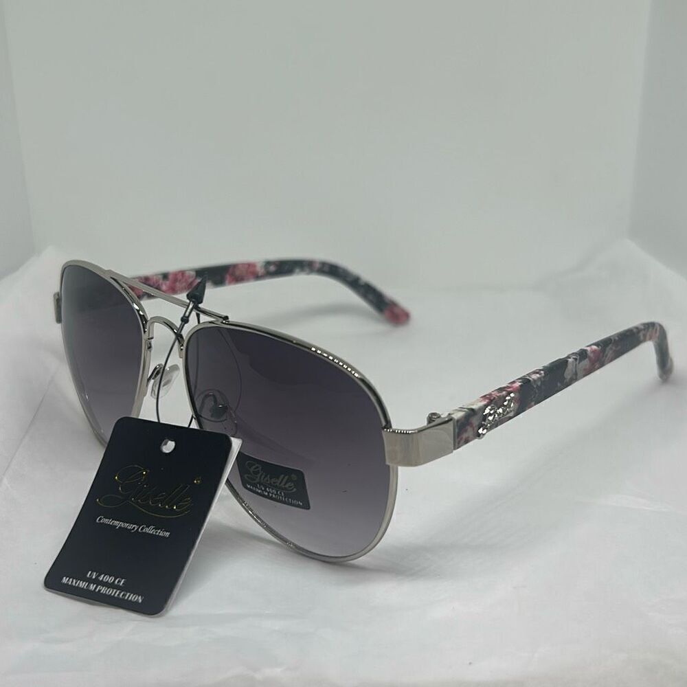 Giselle Contemporary Collection Aviator Sunglasses – UV400 Protection, Floral Ar